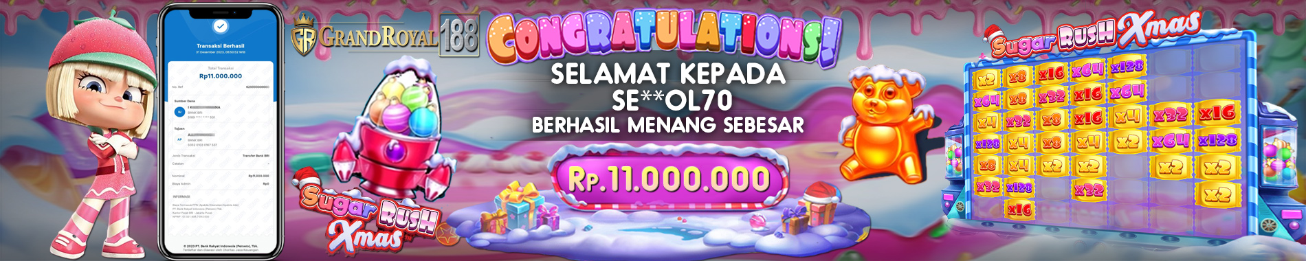 KEMENANGAN BESAR SUGAR RUSH XMAS PRAGMATIC PLAY GRANDROYAL188